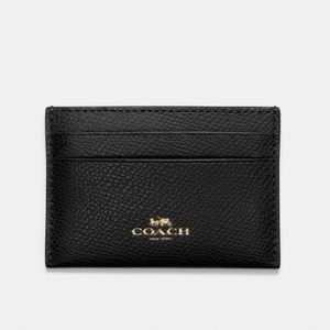 COACH Black Crossgrain Leather Card Wallet